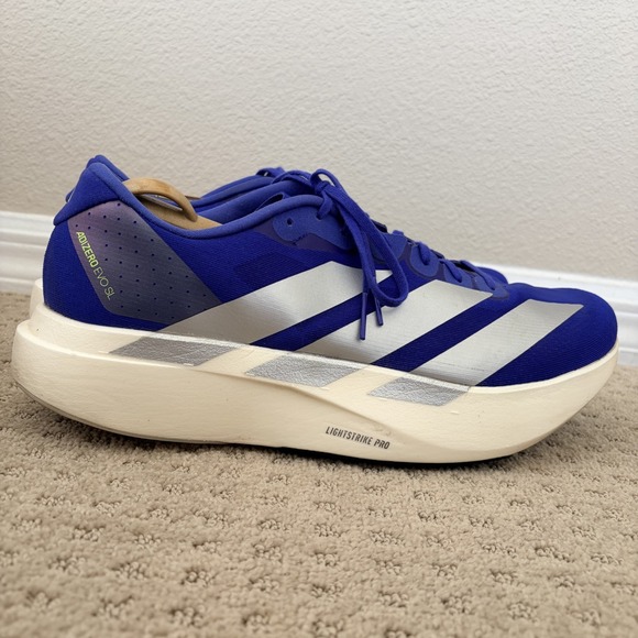 adidas Adizero Evo SL in Lucid Blue Silver Metallic Men US 13 Lightstrike Pro